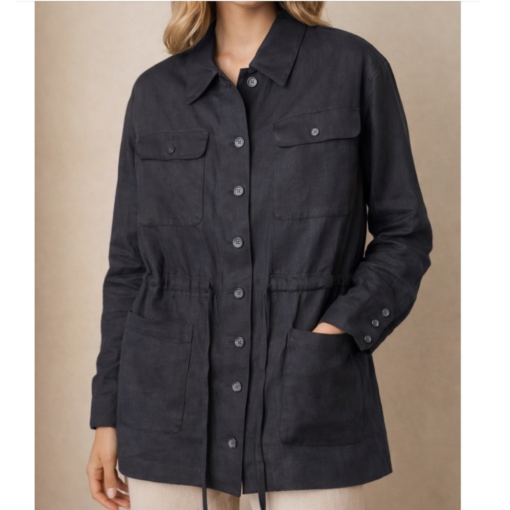 Valerie Stevens Petites 100% Linen Utility Jacket